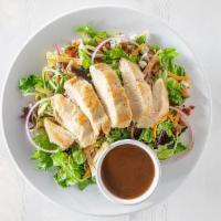 H2Go Hurricane Chicken Salad · Your choice of grilled or crispy chicken, served over mixed greens. Topped with bleu cheese,...