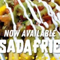 Asada Fries · Delicious seasoned fries with nacho cheese, carne asada, guacamole, pico de gallo and topped...
