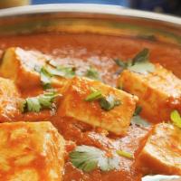 Paneer Makhani · Gluten-free. Soft cottage cheese cubes in a tomato cream gravy