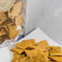 Pita Chips · Our own freshly baked gluten free Pita Chips with Za'atar. So good, you'll siwh you bought m...