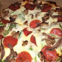 Lunch Athens Special Pizza · Greek pan cheese pizza with meatball, sausage, pepperoni, onions, peppers, and anchovies (op...