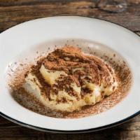 Tiramisu* · espresso soaked sponge cake with mascarpone cream and cocoa powder