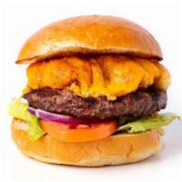 *Mac & Cheese Burger* · Choice of our signature blend burgers topped with mac & cheese, melted cheddar cheese and fi...
