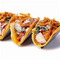 *Buffalo Chicken Tacos* · Crispy chicken tenders tossed in Tap Room’s own buffalo sauce and topped with frizzled onion...