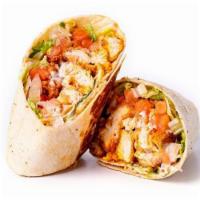 *Wrap It Up* · Buffalo chicken tenderloins, tomato, shredded lettuce and bleu cheese wrapped in a flour tor...