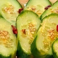 Kyuri Ipponzuke · Pickled cucumber, sesame oil, sesame, chili.
