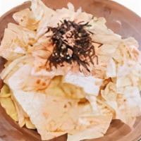 Salted Cabbage · Cabbage, shio kombu, sesame seed, spicy oil, garlic chip with yuzu dressing.
