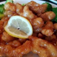 Lemon Chicken · Chunks of white chicken deep fried with home made special lemon sauce.