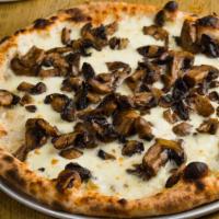 Alba White Truffle · Truffle oil base, fresh mozzarella, and farmers market mushrooms.