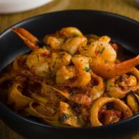Seafood Fra Diavolo · Clams, mussels, shrimp, and squid.