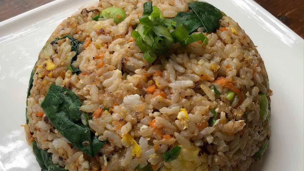Chahan · New. Japanese style stir-fried rice with vegetables and egg. Option to add pork, chicken or salmon.