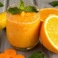 Sunny Smoothie · Carrot, orange, banana, and dried apricot.