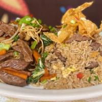 Combinado Chifa · Peruvian fried rice and sauteed Chinese noodles with a mix of Chinese vegetables with a meat...