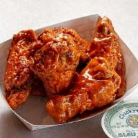 5 Lonely Wings (No Dips) · Fresh jumbo party wings covered with your choice of our wing sauce.