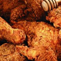 Fried Chicken (3 Pieces) · 1 thigh, 1 leg, 1 wing. Served honey dipt or plain with choice of 1 side and bottled drink.