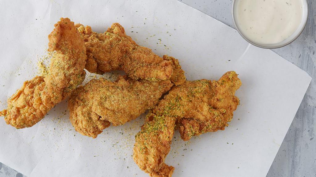 4 Tenders · 4 Hand-Breaded Tenders with your Favorite Flavor! (Similar to DC-3) 1,243-1,873 cal.