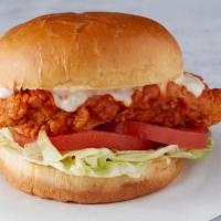 Buffalo Chicken Sandwich · Grilled or Fried Chicken Breast, Served with Lettuce, Tomato, Blue Cheese and your Favorite ...