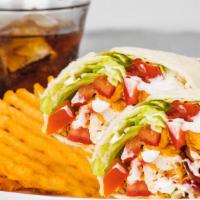 Chicken Bacon Ranch Wrap Meal · Grilled or Fried Chicken, Served with Applewood Smoked Bacon, Buttermilk Ranch, Lettuce, Tom...