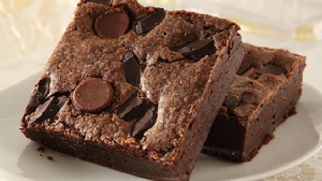 Chocolate Chip Brownie · Fudge brownie with a rich, gooey inside and chewy crust! 350 cal.