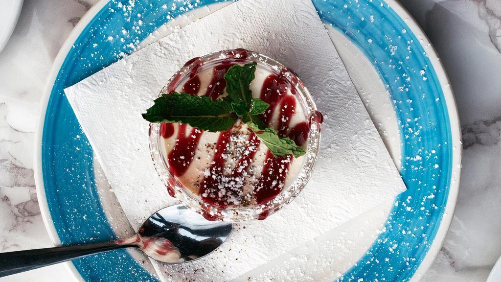 Cherry Panna Cotta · Gluten free Italian dessert of sweetened cream thickened with gelatin and molded.
