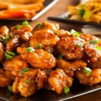 Orange Chickens · Lightly fried crispy then glazed with spicy aromatic orange flavored sauce and garnish with ...