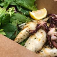 Calamari Alla Griglia With Salad · Fresh calamari marinated for 24 hours in extra virgin olive oil fresh lemon red crushed pepp...
