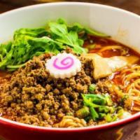 Spicy Chili Beef Ramen · Spiced with chili oil and peppers. Topped with arugula and ground beef. Served with rich and...