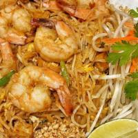 Pad Thai · Stir fried small rice noodle with your choice of meat, egg, ground peanut, fried tofu, chive...