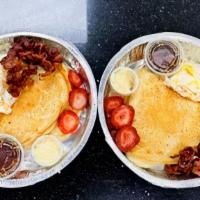 2 Pancakes With 2 Eggs And Bacon · 
