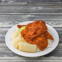 Breaded Chicken Breast · Marinated and Breaded deep fried chicken Cutlet.
no hormones
Served with rice and beans or g...