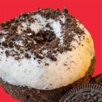 Milk N Cookies  · Chocolate cake donut, oreo glaze, topped with crushed oreo's