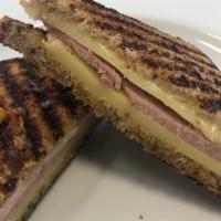 Toasted Woodland Ham & Gruyere Cheese Sandwich · Served on balthazar multigrain with dijon mustard