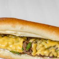 Philly Cheese Steak · BEEF AND CHEESE  WITH GRILLED ONION & PEPPER ON THE HERO WITH MAYO