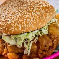 Chicken Sandwich · Chicken Breast, Hot Honey, Shredded Cabbage, B&B Pickles, Kewpie Mayo, “Big Marties” Sesame ...