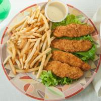 Chicken Fingers · With french fries or curly fries and honey dijon.