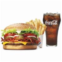 Whopper® With Bacon & Cheese Meal · WHOPPER® with a 1/4 lb* grilled beef with tomatoes, lettuce, mayonnaise, ketchup, pickles, b...
