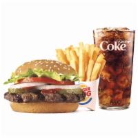 Whopper Jr.® Meal · Our Whopper Jr. Sandwich features one savory flame-grilled beef patty topped with juicy toma...