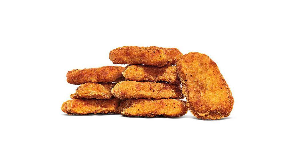 8Pc Chicken Nuggets · Made with white meat, our bite-sized Chicken Nuggets are tender and juicy on the inside and crispy on the outside. Coated in a homestyle seasoned breading, they are perfect for dipping in any of our delicious dipping sauces. Price includes 1 sauce of your choice.