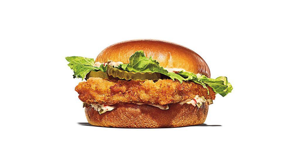 Big Fish Sandwich · Our premium Big Fish Sandwich is 100% White Alaskan Pollock, breaded with crispy panko breading and topped with sweet tartar sauce, tangy pickles, all on top of a toasted brioche-style bun.