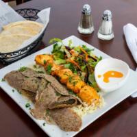 Combination Kebab · Gluten-free. Any 2 combination of adana kebab, chicken kebab, chichken adana kebab and gyro ...