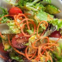 Field Greens Salad · Mixed greens, ginger dressing