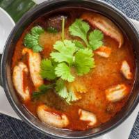 Lemongrass Hot & Sour Soup  · Shrimp, scallops, harusame noodles
