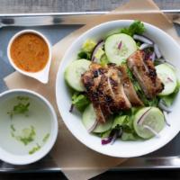 Chicken Salad Bowl · Mixed greens, cucumber, fried shallots, choice of chicken.