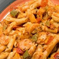 Shrimp Sorrentino · SHRIMP SALTED FRESH TOMATO , CILIANTRO, MOZZARELLA CHEESE ,WHITE WINE SAUCE