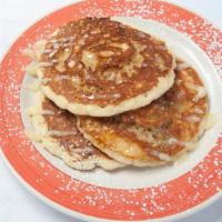 Cinnamon Bun Pancakes · Cinnamon brown sugar drizzled with cream cheese frosting.