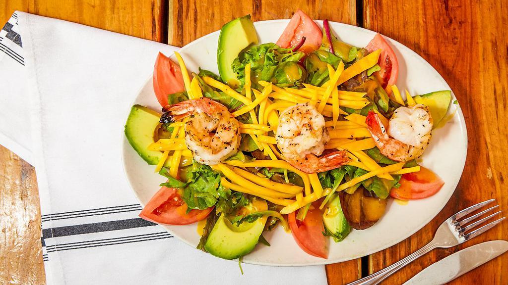Patron Salad · Avocado, tomato, jicama, arugula, lettuce and mango dressing.