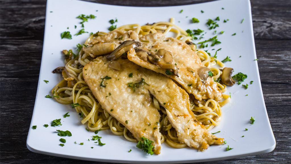 Chicken Marsala · Sauteed with mushrooms and marsala wine. served with side of pasta or vegetables.