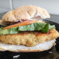 Crispy Chicken Sandwich · Crispy chicken breast, lettuce, tomato, pickles, mayo