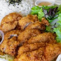 Chicken Katsu Plate · Crispy boneless Chicken Katsu (Cutlet) with fresh tossed salad and furikake rice. Comes with...