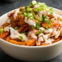 Sweet Potato Fries · Sweet Potato Fries Served With Sweet Chilli Sauce, Sour Cream & Scallions. (Sauces On Side).